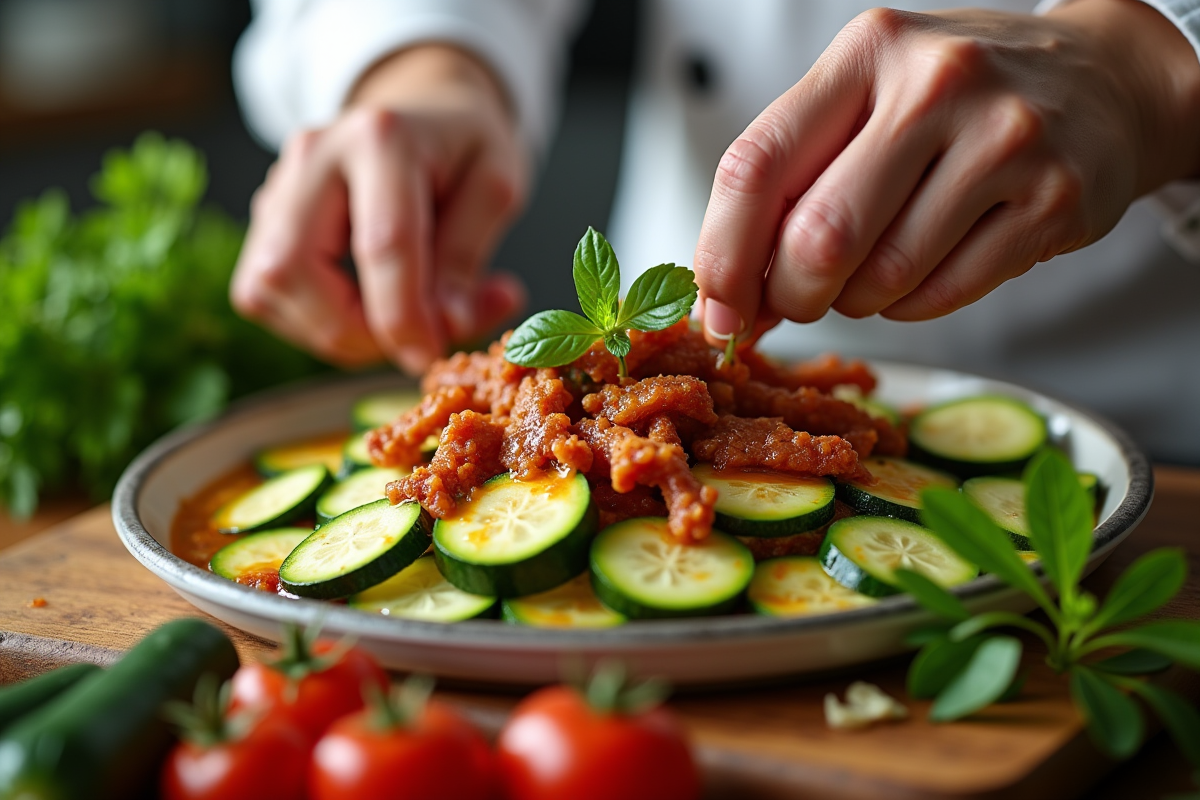 courgettes lardons